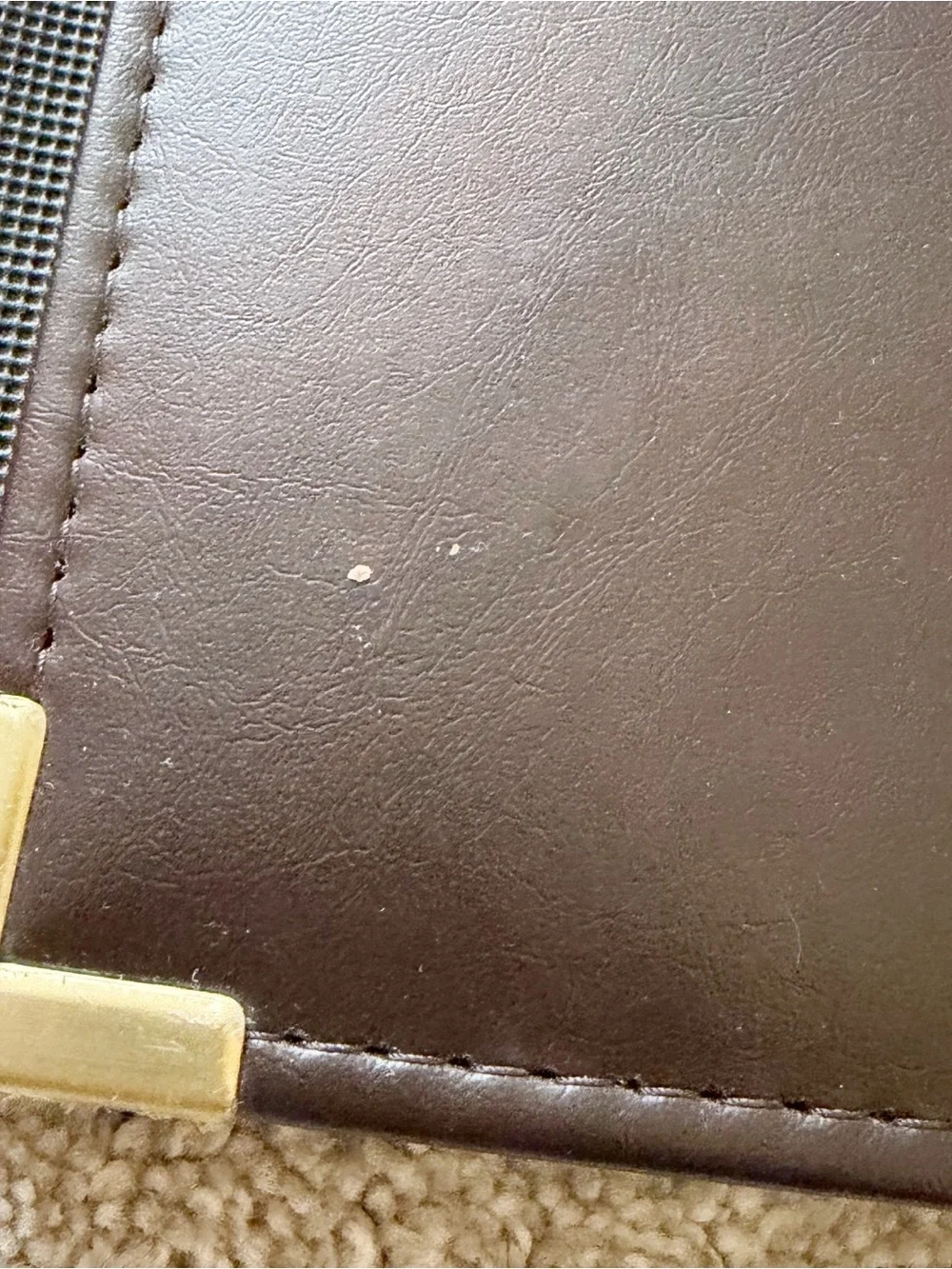Small Brown Leather Portfolio Padfolio Organizer Taiwan Card Paper Gold Corners